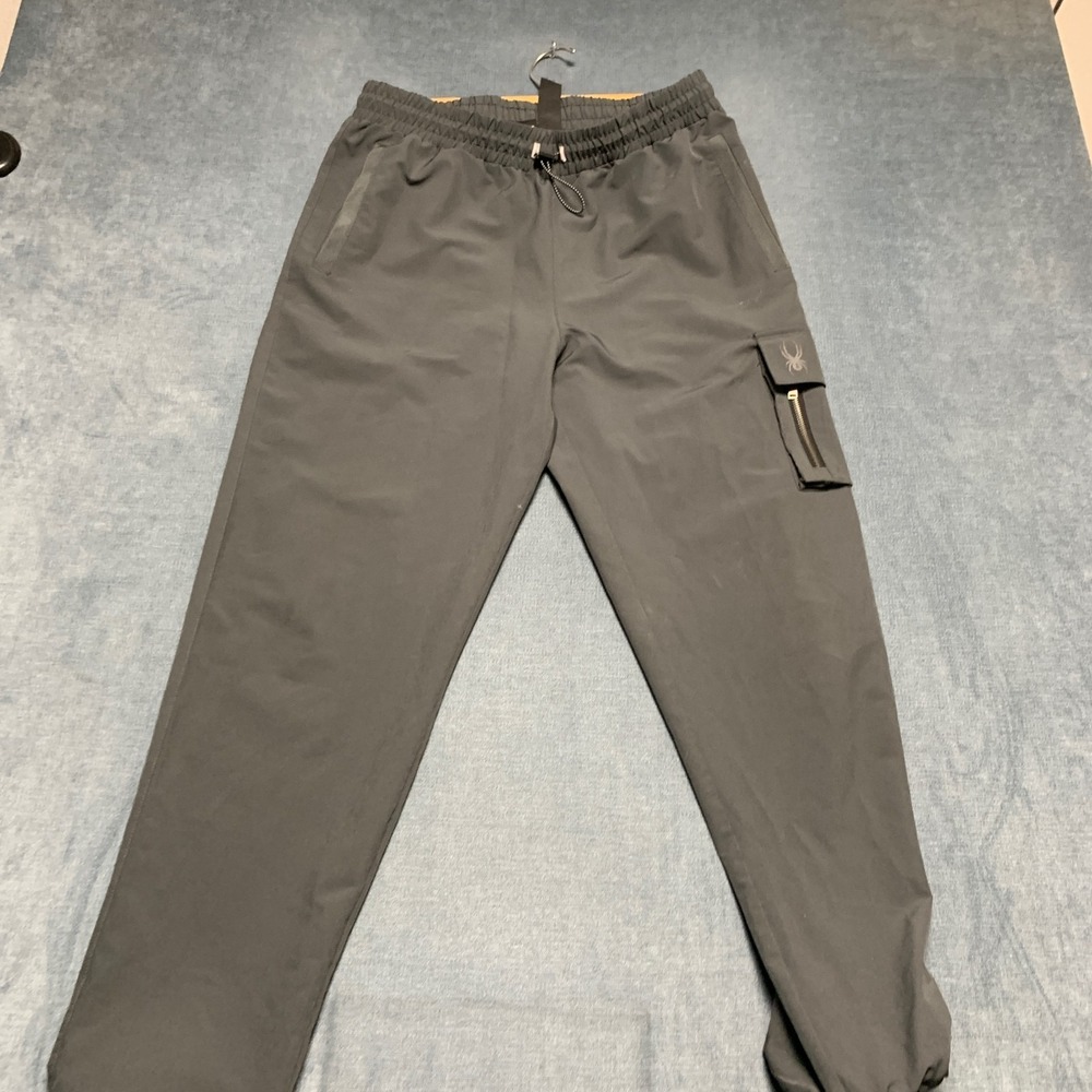 Spyder Active Jogger Pants Men Medium Gray Stretch Cargo Pocket Drawstring Waist